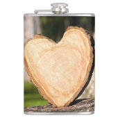 Holzherzflasche Flachmann (Vorderseite)