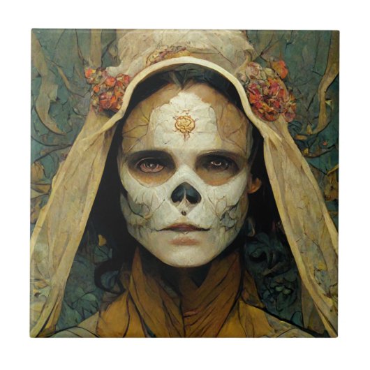 Holzhexe 1 Fantasie Fliese (Vorderseite)