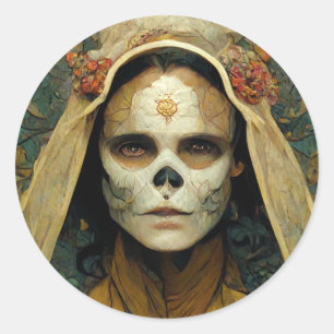 Holzhexe 1 Fantasie Runder Aufkleber