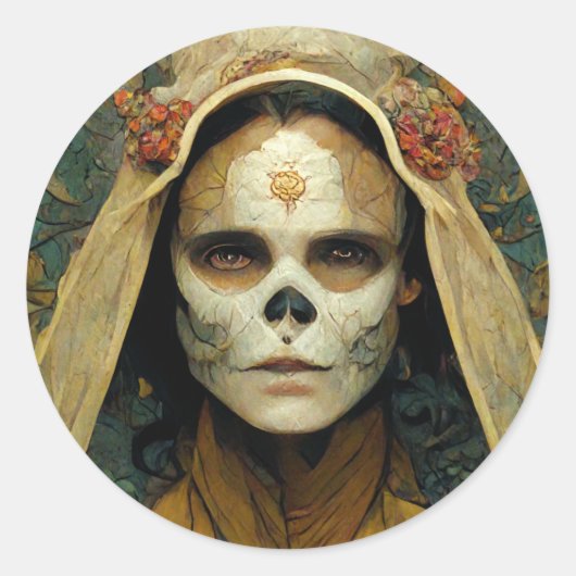 Holzhexe 1 Fantasie Runder Aufkleber (Vorderseite)