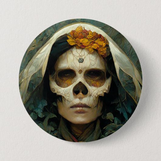 Holzhexe 2 Fantasie Button (Vorderseite)