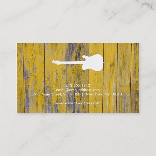 Holzhintergrund Cool Moderne Gitarrenmusik Visitenkarte (Rückseite)
