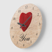Holzhintergrund-Liebe Große Wanduhr (Winkel)