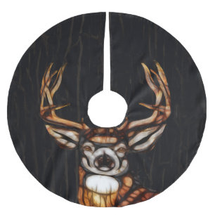 Holzhirsch aus Holz Rustikale Landhaus-Deko Einzig Polyester Weihnachtsbaumdecke