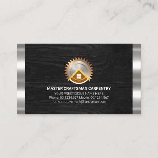 Holzholz-Silberstreifen-Tischler Visitenkarte (Rückseite)