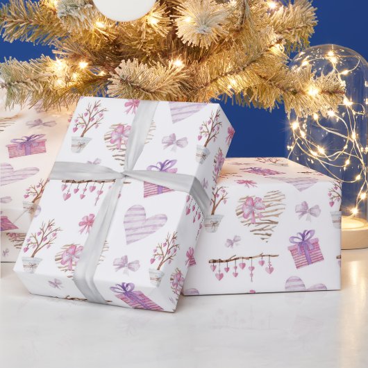 Holzhörer mit rosa Bögen Geschenkpapier (Feiertage)