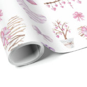 Holzhörer mit rosa Bögen Geschenkpapier (Rolleneckpunkt)