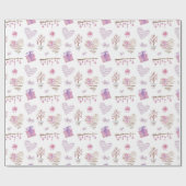 Holzhörer mit rosa Bögen Geschenkpapier (Flach)