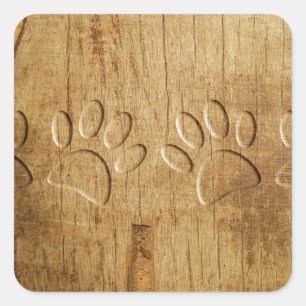 Holzhundpfoilgeflecht Print Quadratischer Aufkleber