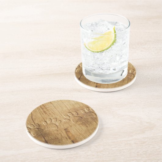 Holzhundpfoilgeflecht Print Sandstein Untersetzer (Seite)