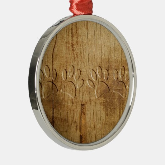 Holzhundpfoilgeflecht Print Silbernes Ornament (Rechts)