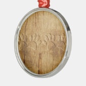 Holzhundpfoilgeflecht Print Silbernes Ornament (Links)