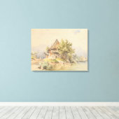 Holzhütte am See - Carl Lafite Leinwanddruck (Insitu (Holzboden))