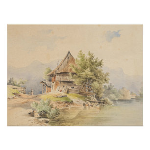 Holzhütte am See - Carl Lafite Poster