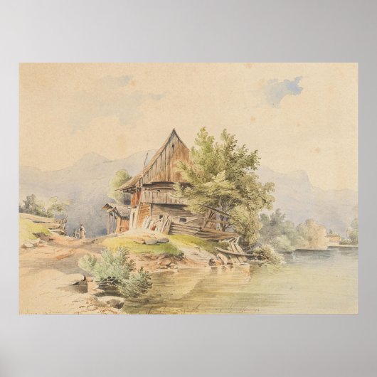 Holzhütte am See - Carl Lafite Poster (Vorne)