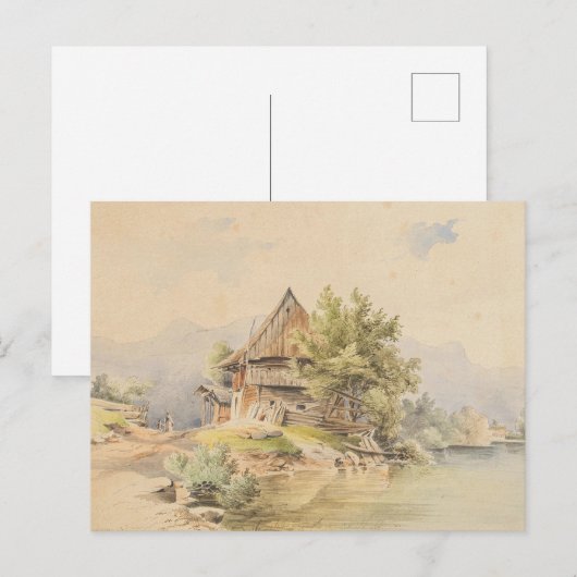 Holzhütte am See - Carl Lafite Postkarte (Vorne/Hinten)