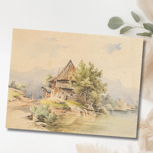 Holzhütte am See - Carl Lafite Postkarte