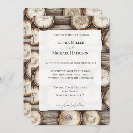 Holzhütte Einladung (Vorne/Hinten)