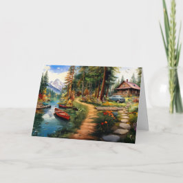 Holzhütte im Wald Dankeskarte