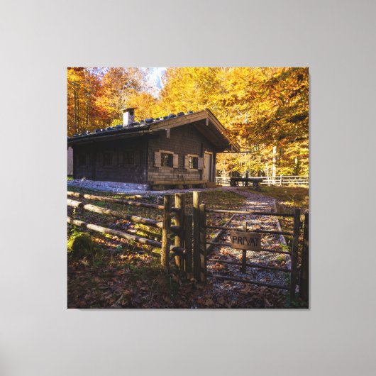 Holzhütte im Wald Leinwanddruck (Vorderseite)
