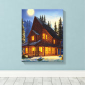 Holzhütte im Wald Schneelandschaft Kunst Leinwanddruck (Insitu (Holzboden))