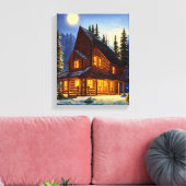 Holzhütte im Wald Schneelandschaft Kunst Leinwanddruck (Insitu (Wohnzimmer))