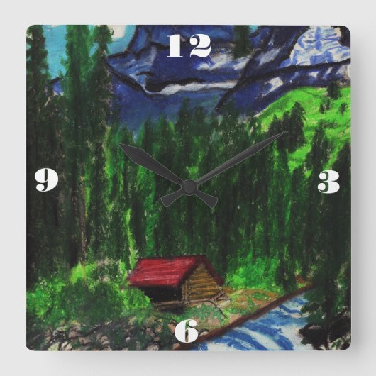 HOLZHÜTTE IM WALD Uhr (Vorderseite)