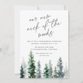 Holzhütte | Neuer Hahn der Woods Housewarming Einladung (Vorderseite)