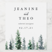 Holzhütte | Personalisierte Hochzeit Weinetikett (Einzelnes Label)