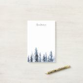 Holzhütte | Personalisierter Wasserfarbenbaum Post-it Klebezettel (Auf Schreibtisch)