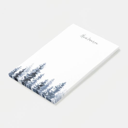 Holzhütte | Personalisierter Wasserfarbenbaum Post-it Klebezettel (angewinkelt)