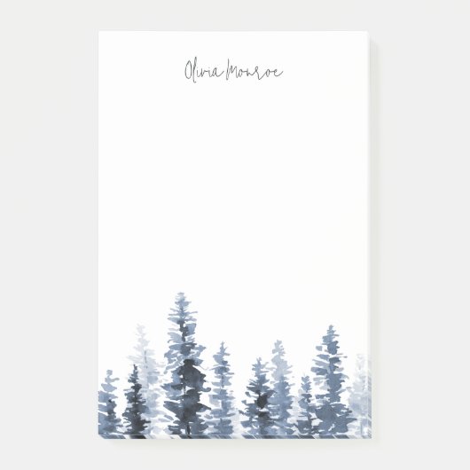 Holzhütte | Personalisierter Wasserfarbenbaum Post-it Klebezettel (Vorderseite)