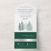 Holzhütte | Winterfarbenhochzeit All In One Einladung (Innen Boden)