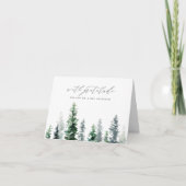 Holzhütte | Winterpine-Hochzeit Dankeskarte (Vorderseite)