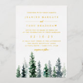 Holzhütte | Winterwaldhochzeit Folieneinladung (Vorderseite)