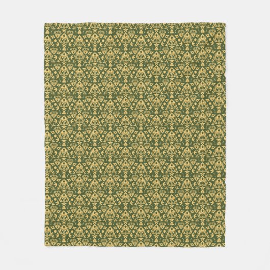 Holziger Blumen-Damaskus-Musterhintergrund Fleecedecke (Vorderseite)