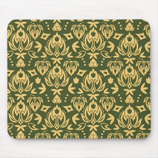 Holziger Blumen-Damaskus-Musterhintergrund Mousepad (Vorne)
