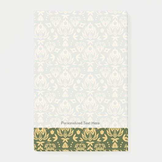 Holziger Blumen-Damaskus-Musterhintergrund Post-it Klebezettel (Vorderseite)