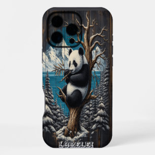 Holziger Sitzplatz des Pandas: Bambusruhe iPhone 16 Pro Max Hülle