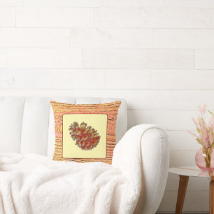 Holzimitation und Pinecon Kissen