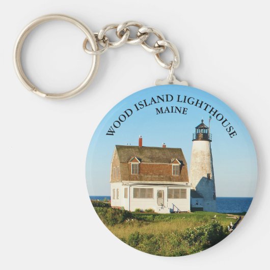 Holzinsel Leuchtturm, Maine Round Keyring Schlüsselanhänger (Vorne)