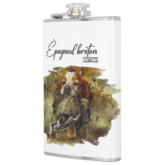 Holzjagd mit der Bretagne Spaniel Flachmann (Links)