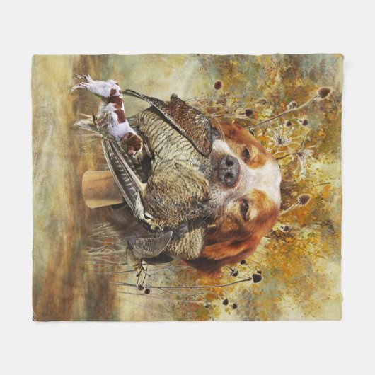 Holzjagd mit der Bretagne Spaniel Fleecedecke (Vorderseite (Horizontal))