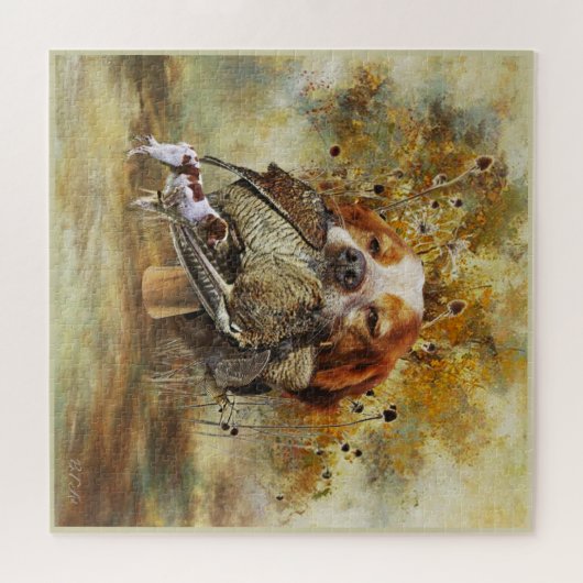 Holzjagd mit der Bretagne Spaniel Puzzle (Horizontal)