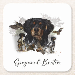 Holzjagd mit der Bretagne Spaniel Rechteckiger Pappuntersetzer