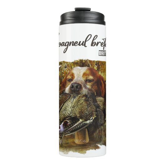 Holzjagd mit der Bretagne Spaniel Thermosbecher (Vorderseite)