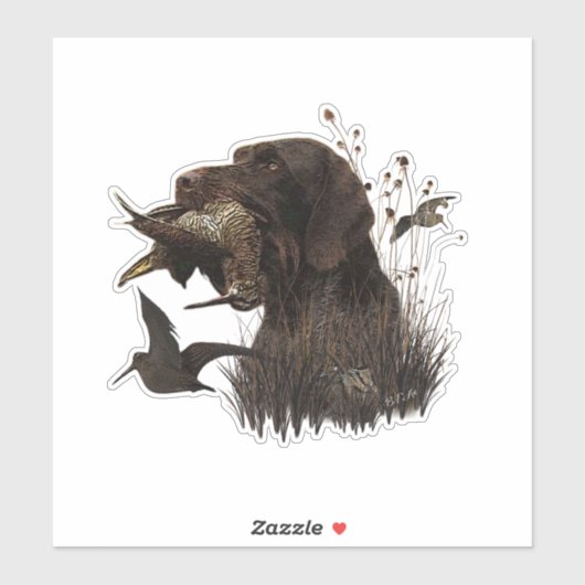 Holzjagd mit deutschem Drahthaar Pointer Aufkleber (Blatt)