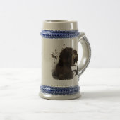 Holzjagd mit deutschem Drahthaar Pointer Bierglas (VorderseiteRechts)