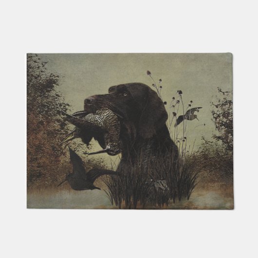 Holzjagd mit deutschem Drahthaar Pointer Fußmatte (Vorderseite)