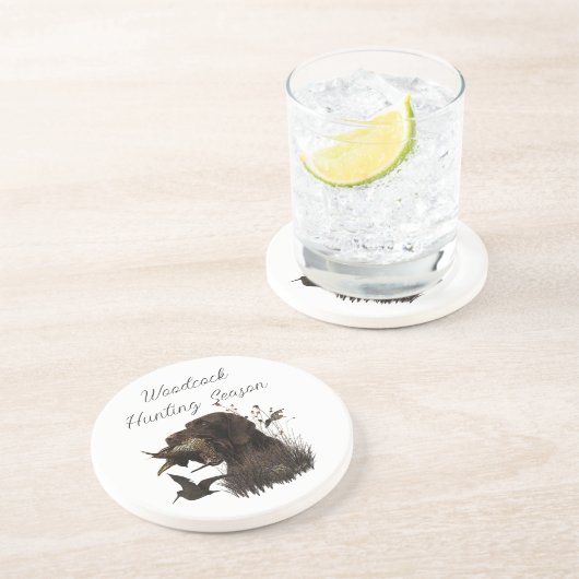 Holzjagd mit deutschem Drahthaar Pointer Getränkeuntersetzer (Seite)